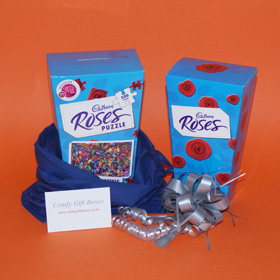 Jigsaw puzzle and chocolates get well gifts, Cadbury Roses chocolates gifts to buy online, get well present ideas for children, jigsaw gifts for teenagers, UK delivery