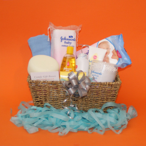 New baby gift baskets UK, baby boy gift basket, gift baskets for new babies delivered, new baby congratulations gifts, gift ideas for new baby baskets, baby boy gift hampers, Johnsons baby gift baskets