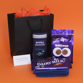 Chocolate pamper gifts for boys. Gift ideas for boys, Nivea pamper presents for men